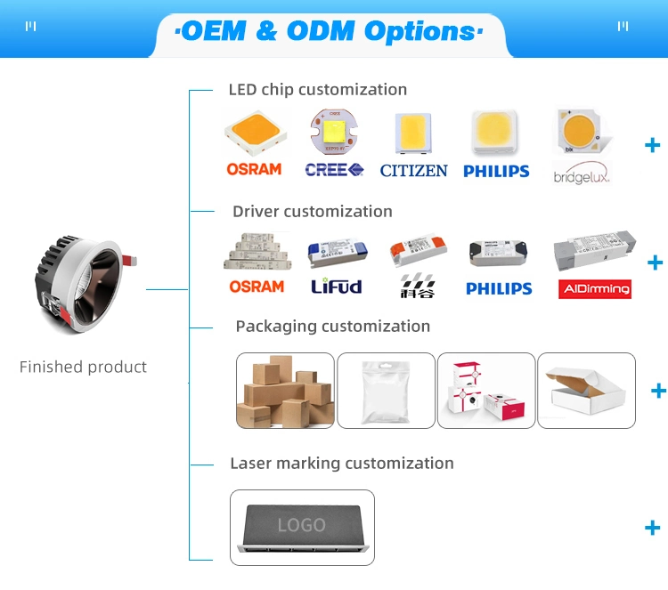 Factory Wholesale Ceiling Lamp Recessed COB Downlight Adjustable LED Indoor Lighting Fixture